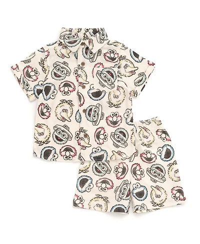 Sesame Street Baby Boys Cotton Gauze Matching Family Short Overalls