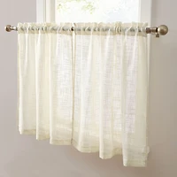Hlc.me Linda Faux Linen Textured Semi Sheer Privacy Light Filtering Transparent Rod Pocket Short Thick Cafe Curtain Tiers for Small Windows