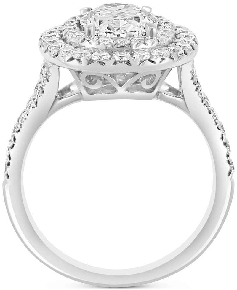 Effy Lab Grown Diamond Oval & Round Double Halo Ring (2-7/8 ct. t.w.) in 14k White Gold