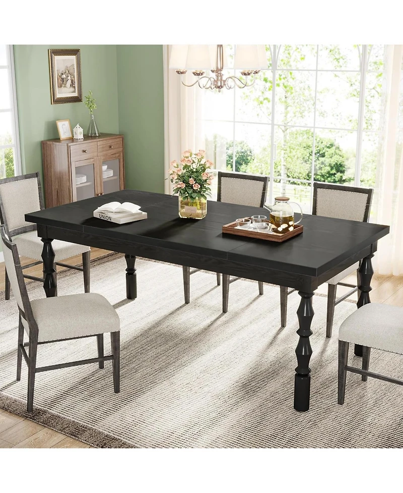 Tribesigns 62” Wood Dining Table for 4-6 People, Farmhouse Large Rectangle Kitchen Table