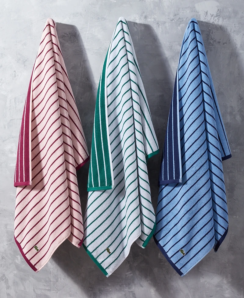 Lacoste Home Centre Mark Cotton Jacquard Stripe Bath Towel, 30" x 52"