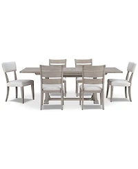 Sadie 7-Pc. Rectangular Dining Set (Table & 4 Ladder Back Chairs & 2 Upholstered Side Chairs), Created for Macy's