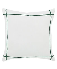 Ihi Home Solid Linen Pillow with Multicolor Strips, 20"Sq