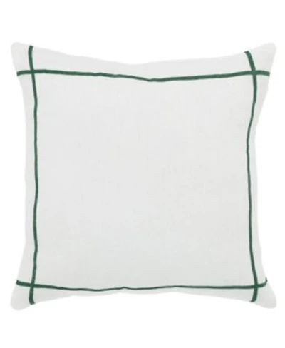Ihi Home Solid Linen Pillow With Multicolor Strips 20sq