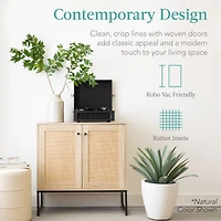 Best Choice Products 2-Door Rattan Storage Cabinet, Accent Furniture, Cupboard w/ Non-Scratch Foot Pads