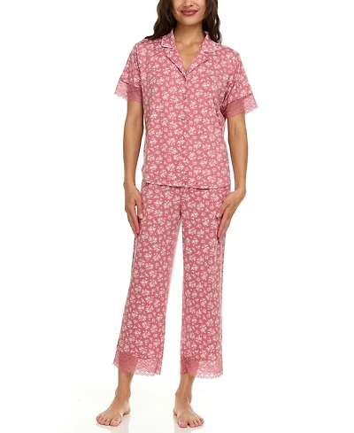 Flora by Nikrooz Women's Janelle Notch Top and Capri Pajama Set