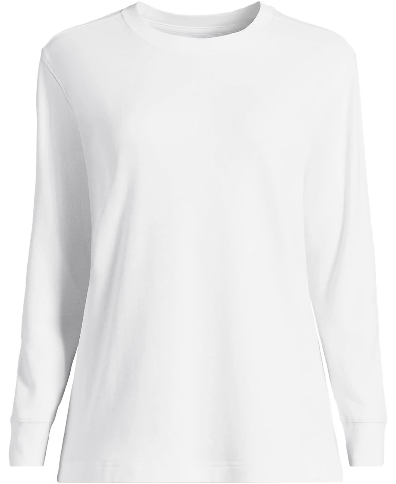Lands' End Plus Cotton Relaxed Long Sleeve Crew Neck