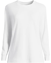 Lands' End Plus Cotton Relaxed Long Sleeve Crew Neck