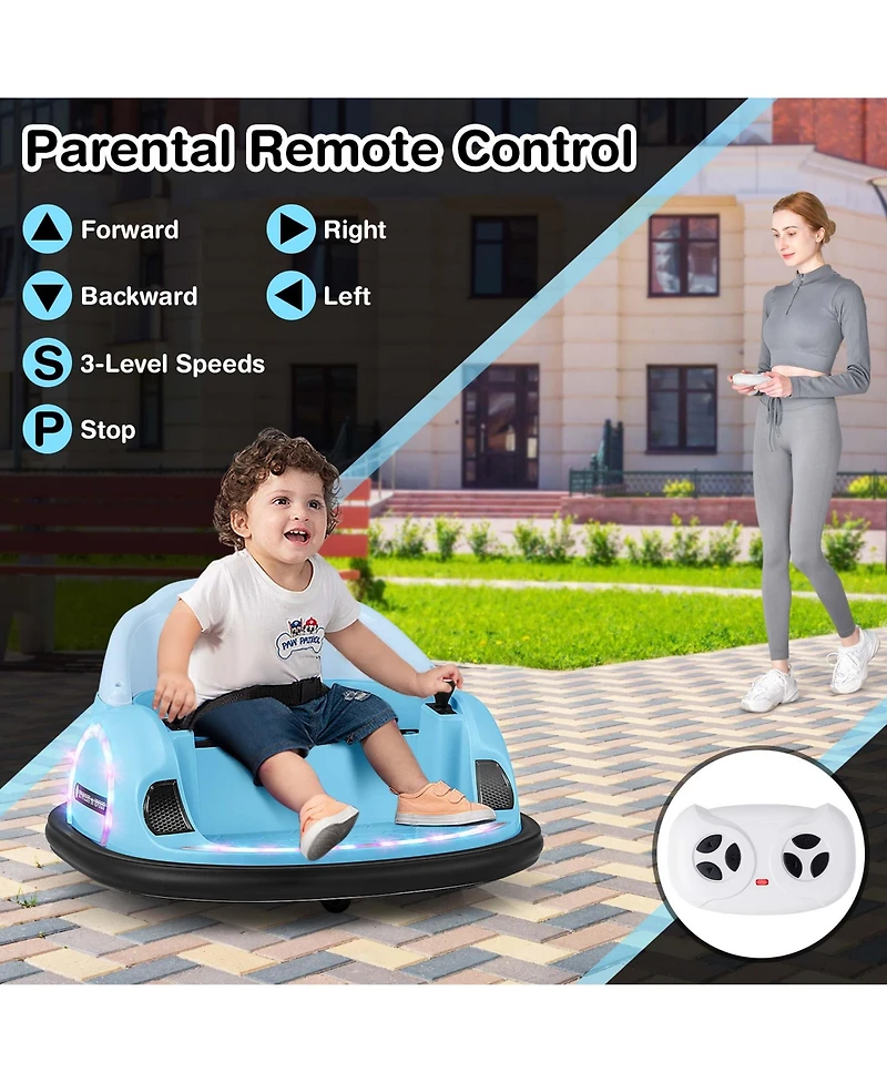 12V Electric 360° Spin Car Toy Ride on Bumper for Toddlers with Remote Control