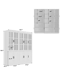 Tall 2-in-1 Wood White Accent Bookcase 12-Shelf Bookshelf