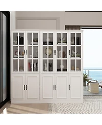 Tall 2-in-1 Wood White Accent Bookcase 12-Shelf Bookshelf