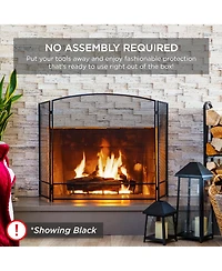 Best Choice Products 47.5x27.25in 3-Panel Steel Mesh Fireplace Screen, Spark Guard w/ Rustic Worn Finish