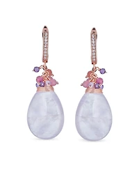 Bling Jewelry Natural Teardrop Stone and Multi-Color Beads Accent Crystal Drop Earrings Gold Plated