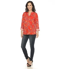 White Mark Women's Paisley Button Front Tunic Top