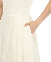 White Mark Women's Tweed Fit and Flare Dress