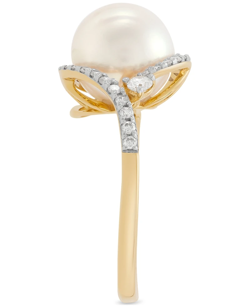 Grown With Love Cultured Freshwater Pearl (10mm) & Lab Grown Diamond (3/8 ct. t.w.) Ring in 14k Gold