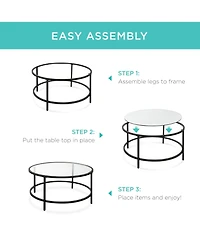 Best Choice Products 36in Round Tempered Glass Coffee Table for Home, Living Room, Dining Room