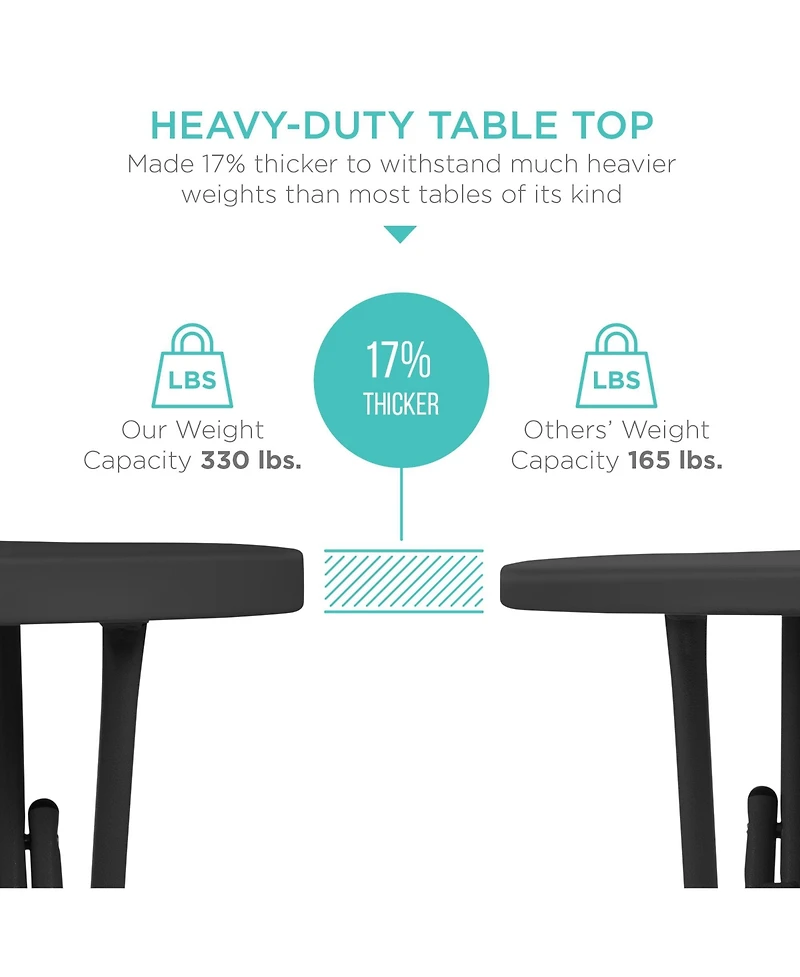 Best Choice Products 32in Bar Height Folding Table, Indoor Outdoor Accessory w/ Thick Table Top, 330lb Capacity