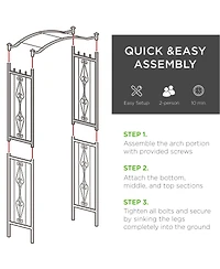 Best Choice Products 92in Steel Garden Arch Arbor Outdoor Trellis for Garden, Climbing Plants w/ Wire Lattice - Black
