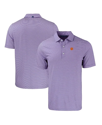 Cutter & Buck Men's Clemson Tigers Forge Eco Double Stripe Stretch Polo