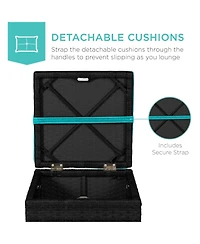 Best Choice Products Set of 2 Wicker Ottomans, Multipurpose Furniture w/ Removable Cushions