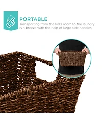 Best Choice Products Set of 4 Multipurpose Stackable Seagrass Storage Laundry Organizer Baskets w/ Handles