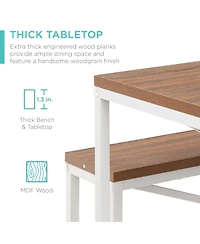 Best Choice Products 45.5in 3-Piece Bench Style Dining Furniture Set, 4-Person Dinette w/ 2 Benches, Table