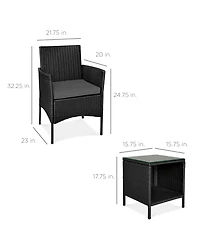 Best Choice Products 3-Piece Outdoor Wicker Conversation Patio Bistro Set, w/ 2 Chairs