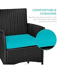 Best Choice Products 3-Piece Outdoor Wicker Conversation Patio Bistro Set, w/ 2 Chairs