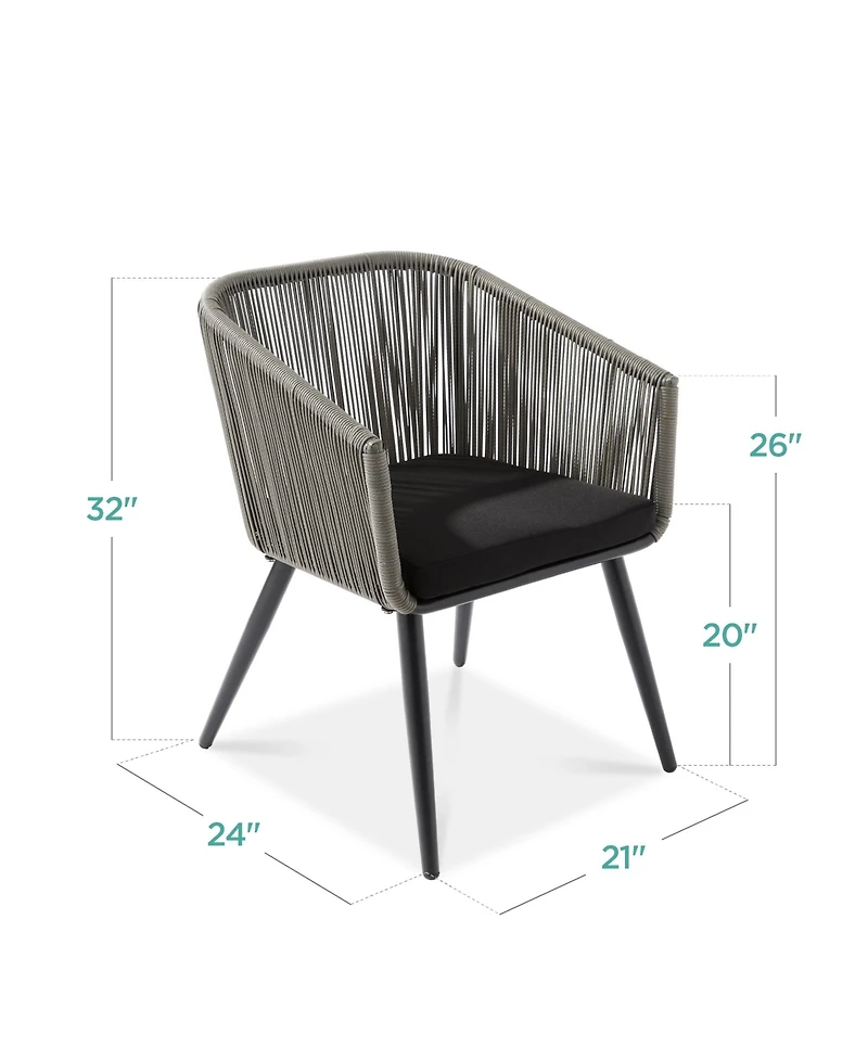 Best Choice Products Set of 2 Indoor Outdoor Patio Dining Chairs Woven Wicker Seating Set 250lb Capacity - Gray/Black