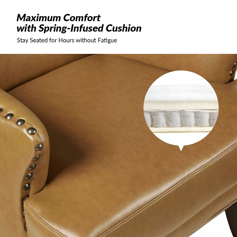 Hardamon Contemporary Leather Arm Chair with Nailhead Trim