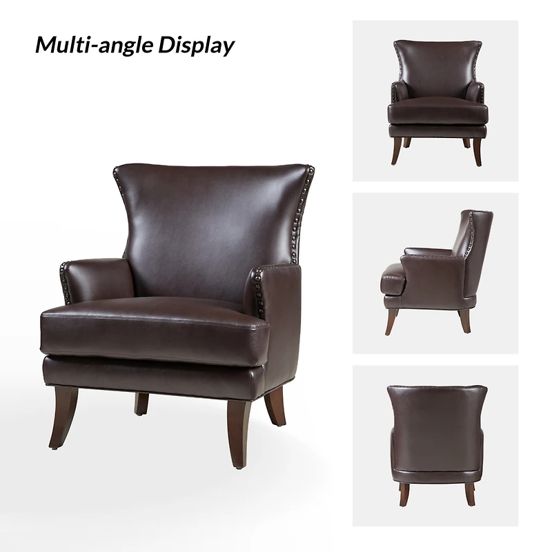 Hardamon Contemporary Leather Arm Chair with Nailhead Trim