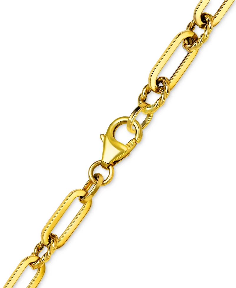 Italian Gold Polished & Twist Paperclip Link Chain Bracelet in 14k Gold
