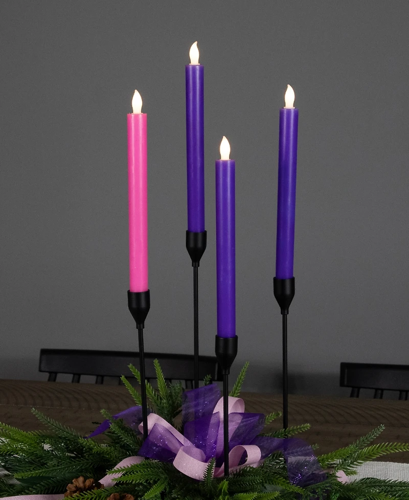 Northlight Set of 4 Flickering Led Christmas Advent Taper Candles 9.5"