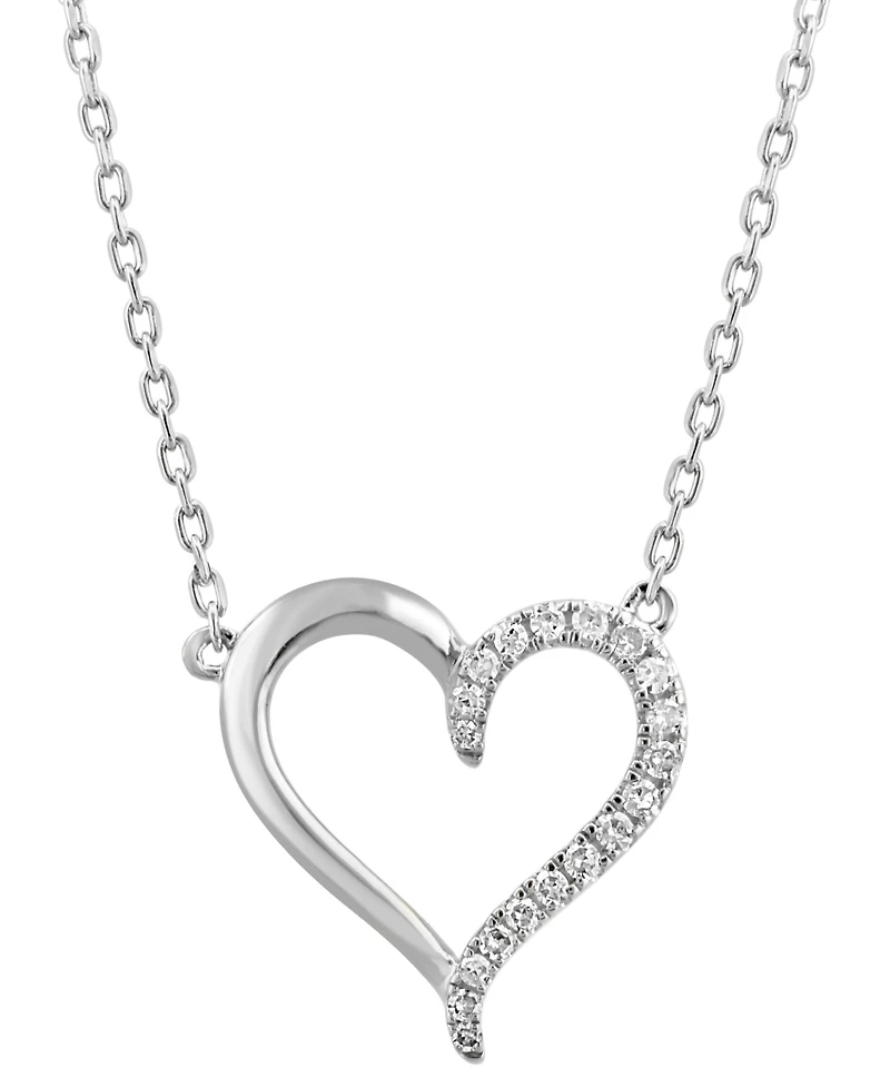 Effy Diamond Heart 18" Pendant Necklace (1/8 ct. t.w.) in Sterling Silver or Gold-Plated Sterling Silver