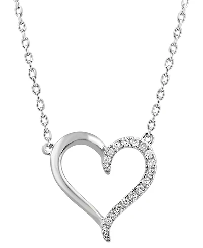 Effy Diamond Heart 18" Pendant Necklace (1/8 ct. t.w.) in Sterling Silver or Gold-Plated Sterling Silver
