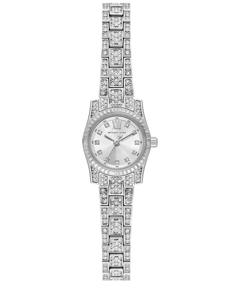 Michael Kors Women's Lexington Three-Hand Silver-Tone Stainless Steel Watch 19mm
