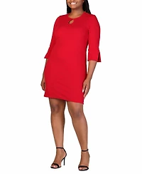 24seven Comfort Apparel Plus Three Quarter Sleeve Mini Dress
