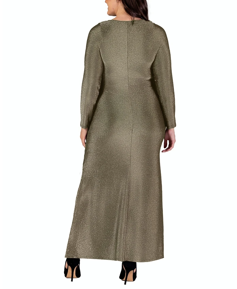 24seven Comfort Apparel Plus Long Sleeve Maxi Dress