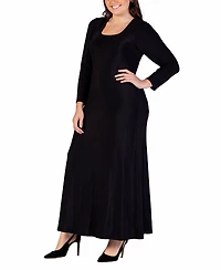 24seven Comfort Apparel Plus Long Sleeve Maxi Dress