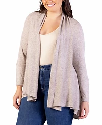 24seven Comfort Apparel Plus Size Open Front Long Sleeve Cardigan Sweater