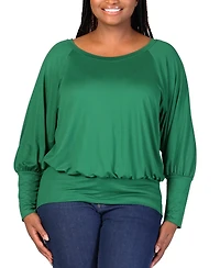 24seven Comfort Apparel Plus Round Neck Banded Bottom Top