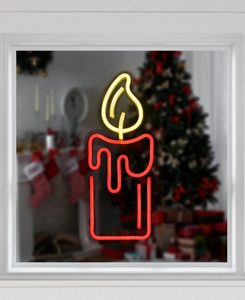 Northlight 12" Led Lighted Neon Style Candle Christmas Window Silhouette