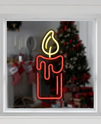 Northlight 12" Led Lighted Neon Style Candle Christmas Window Silhouette