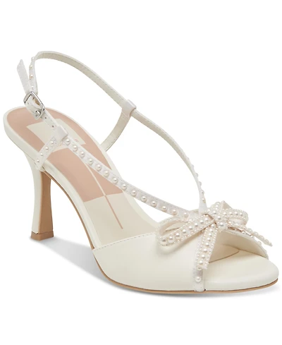 Dolce Vita Women's Lonny Pearl Peep-Toe Bow Dress Sandals
