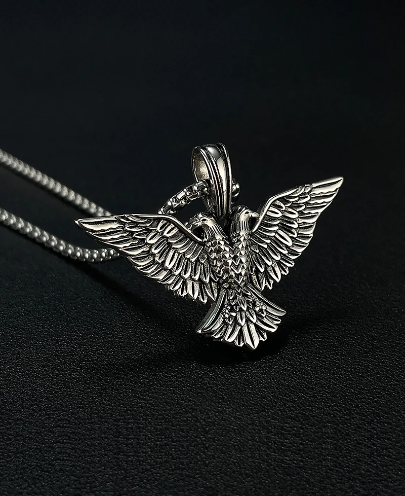 Rhona Sutton Silver Eagle Empire Stainless Steel Pendant Necklace