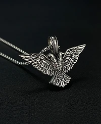 Rhona Sutton Silver Eagle Empire Stainless Steel Pendant Necklace