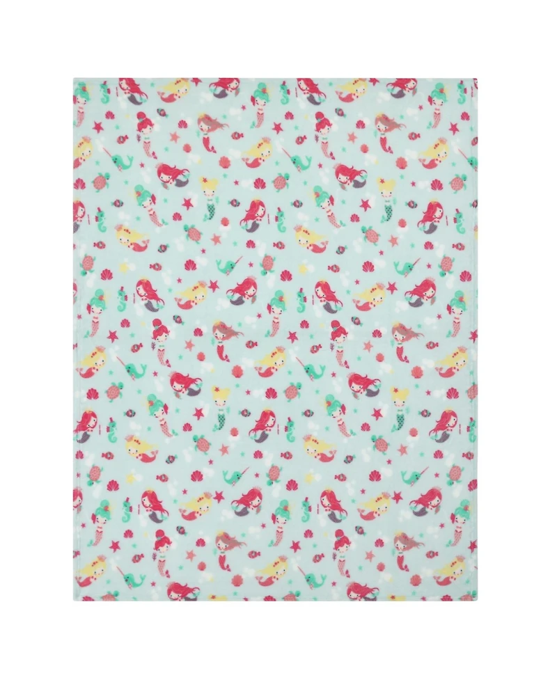 Kate Aurora Ultra Soft & Plush Under The Sea Mermaids & Fish Princess Fleece Accent Throw Blanket - 50 in. x 60 in.