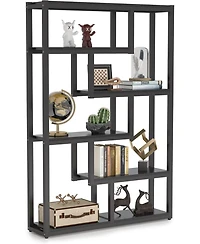 Tribesigns 6-Shelf Industrial Bookshelf, Vintage Etagere Bookcase, 69 Inch Tall Storage Display Staggered Shelves for Home Office