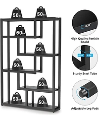 Tribesigns 6-Shelf Industrial Bookshelf, Vintage Etagere Bookcase, 69 Inch Tall Storage Display Staggered Shelves for Home Office
